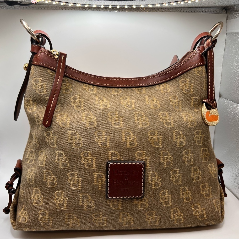 Dooney & Bourke Signature Anniversary Canvas & Leather Hobo Bag Like New